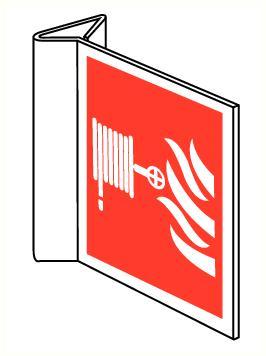 Brandslang/vlam haaks bord 200x200mm